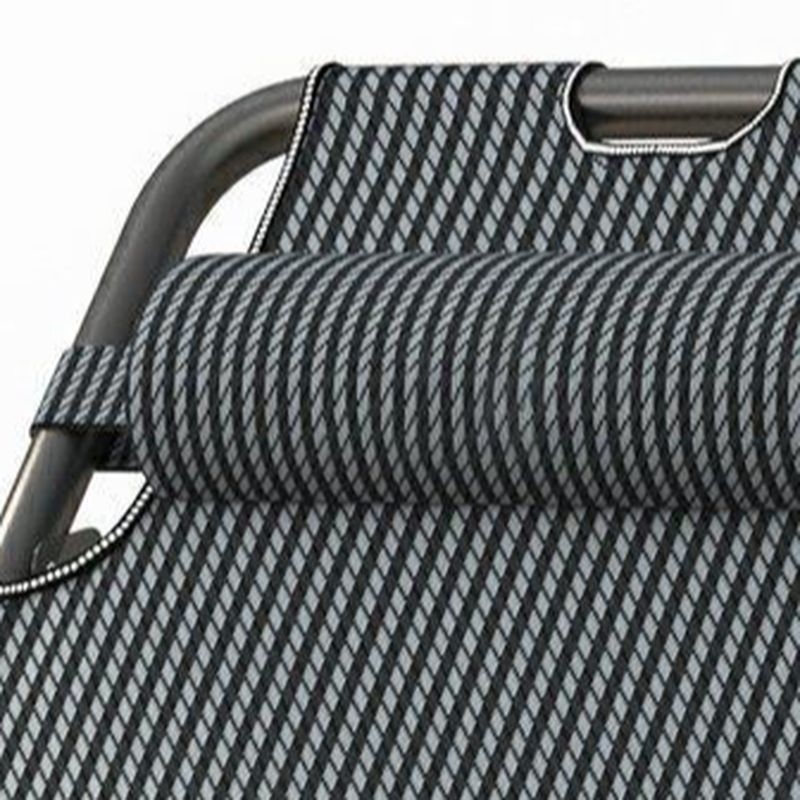 Solid Color/Striped Arm Recliner in Midnight Black/Light Gray, Space-saving, Alloy Frame, Standard Base, Locking Back Angle, and Removable Back