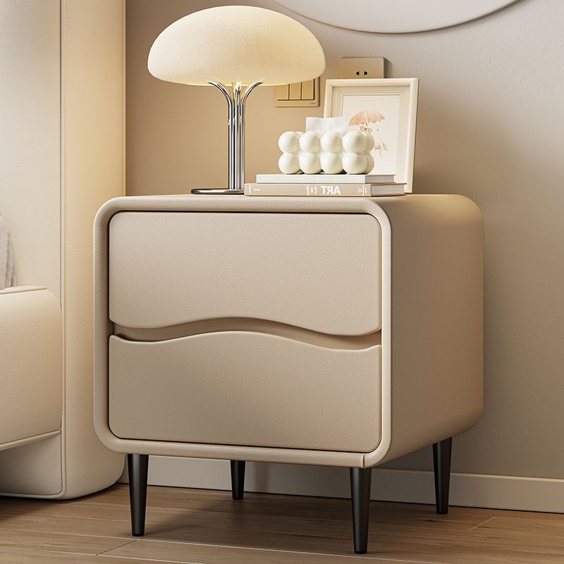 Modish 2 Tiers Nightstand With Drawer Organization and Pleather Countertop