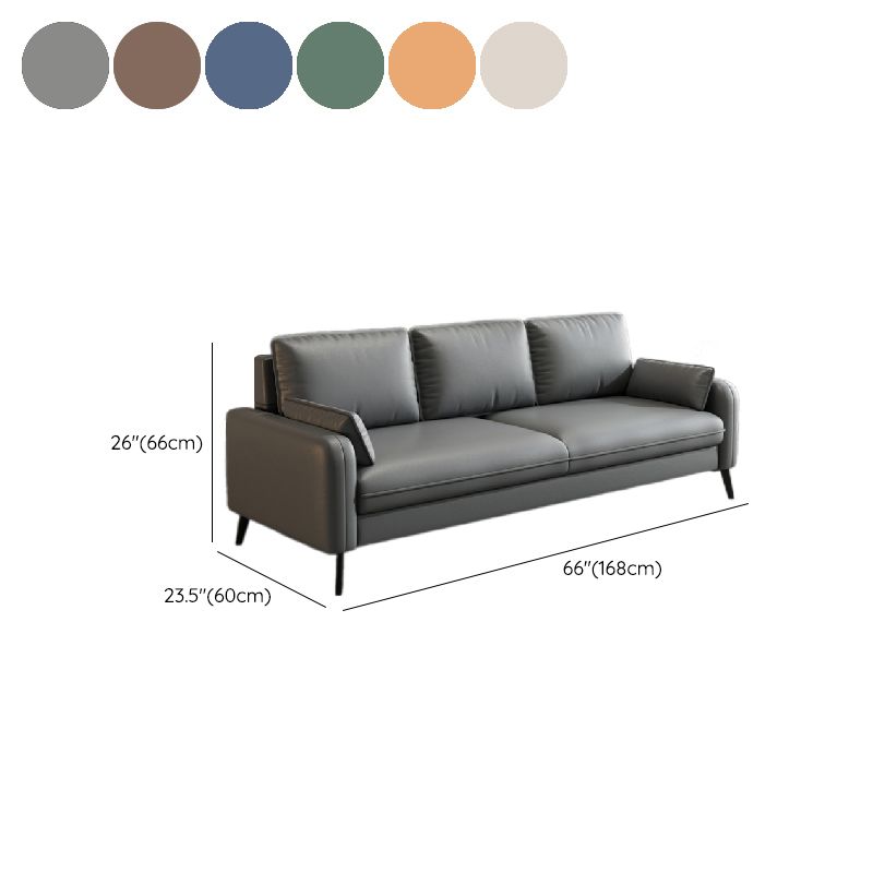 Simple Solid Color Blue/Grey/Orange Sofa with Pillow Back & Square Arm Living Spaces, Scratch Resistant