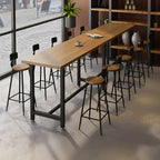 Modern 1/11 Pieces Bar Table Set Rectangle Wood Counter Table with High Stools