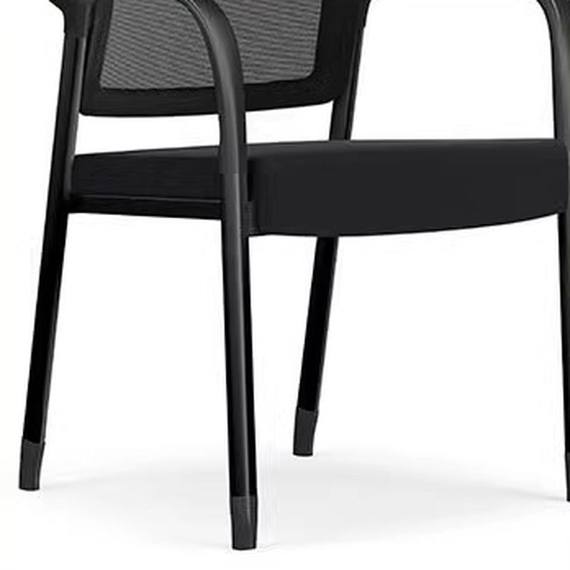 Casual Side Chair with Support Rail Arms, Non-foldable Metal Frame, 1 Piece for Tile Flooring