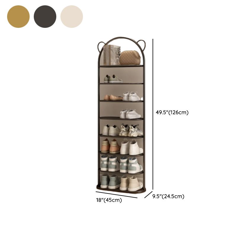 Art Deco Glam Steel Oval Shoe Rack with 8/7/6 Shelves for 11-20/1-10 Pairs in Drawing Room