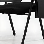 Modern Portable Glossy Black Metal Training Chair/Side Chair with Support Rail, 1 Piece, Adapted for Tile Flooring