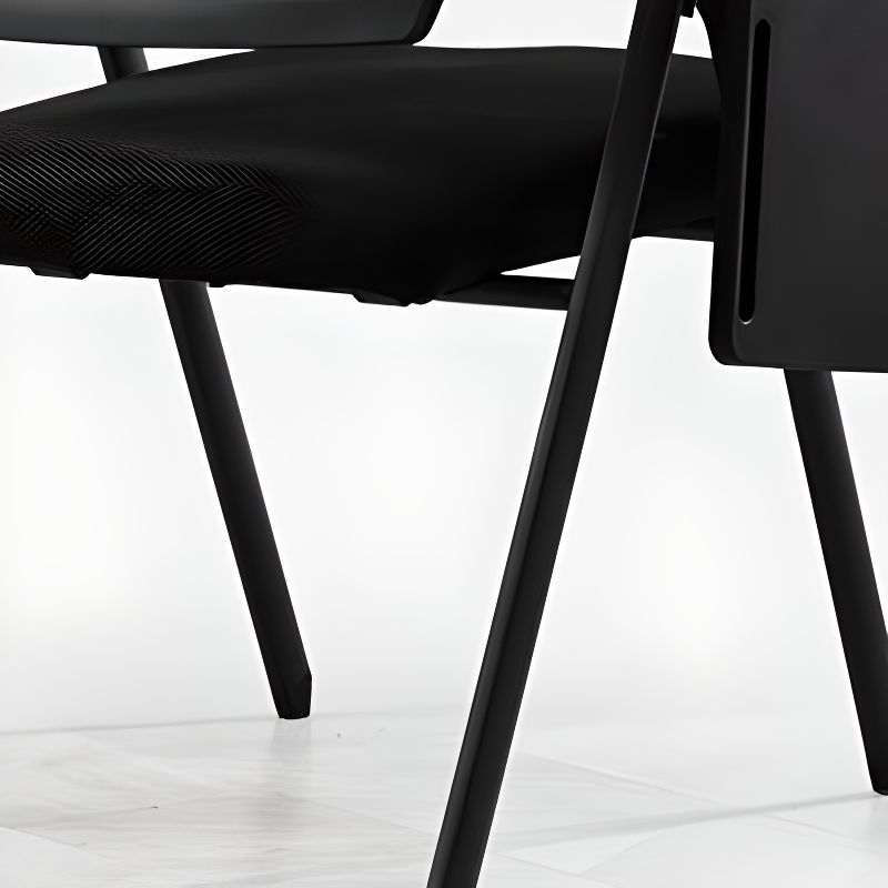 Modern Portable Glossy Black Metal Training Chair/Side Chair with Support Rail, 1 Piece, Adapted for Tile Flooring