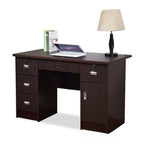 Locking Drawer Cabinet with Timber Base in Brown, Damp-proof with 5 Drawers and Twin Support, Featuring Front Splash