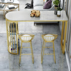 Glam 2-Person Bar Set with Upholstered Gold Chairs, Backrest, and Footrest