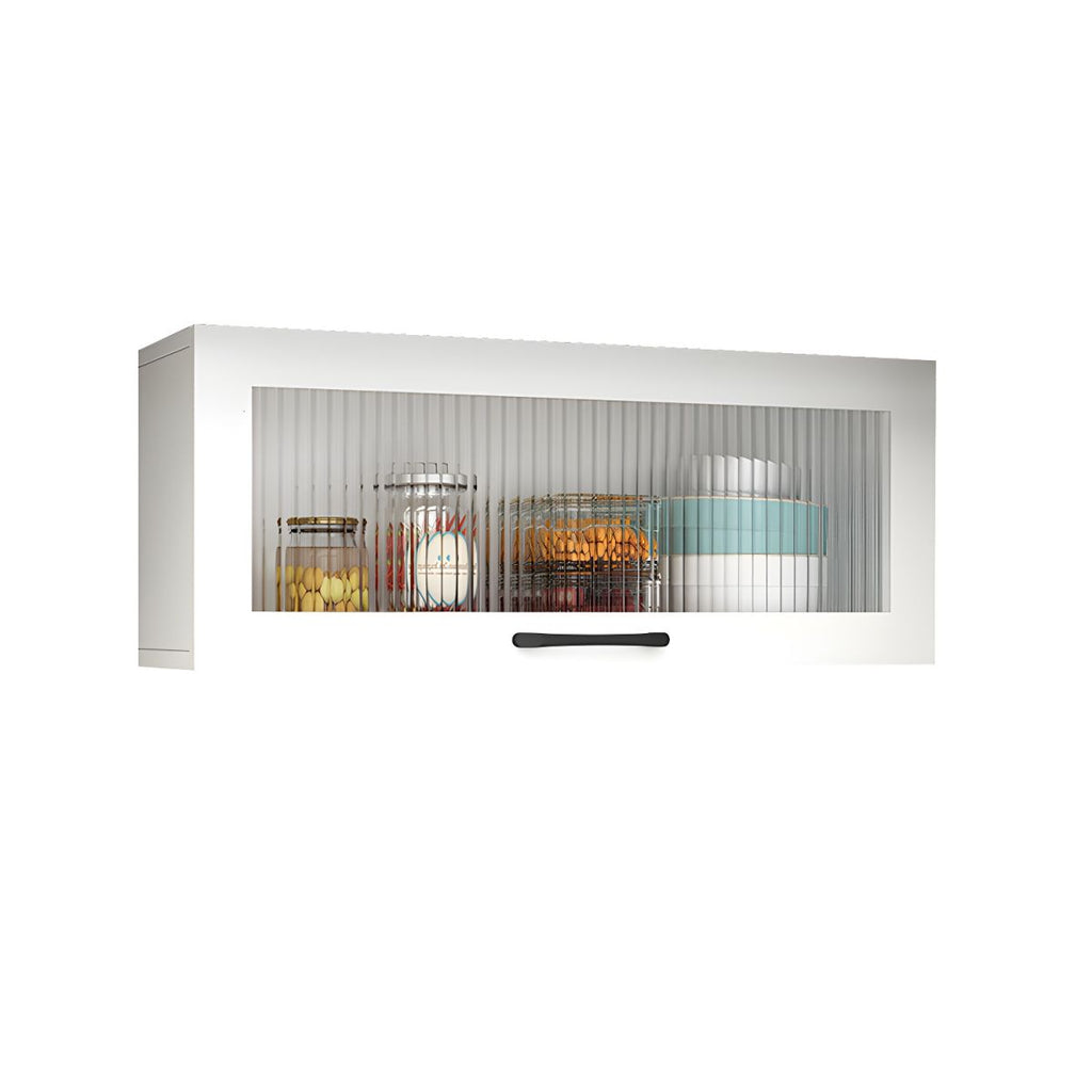 Contemporary Faux Wood Wall Mounted Display Cabinet with Acrylic Door