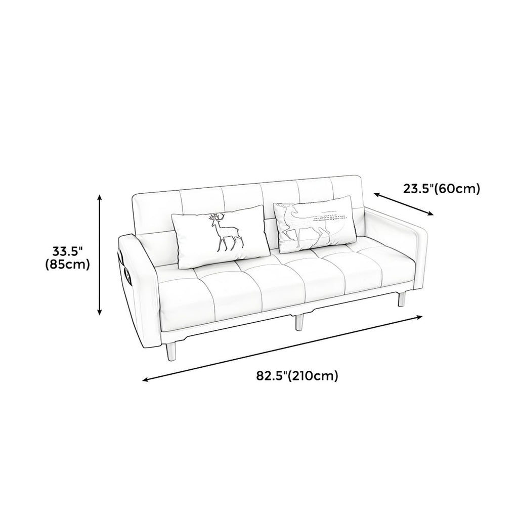 Square Arm Modern Storage Sofa with Biscuit Back Convertible Sofa for Living Room