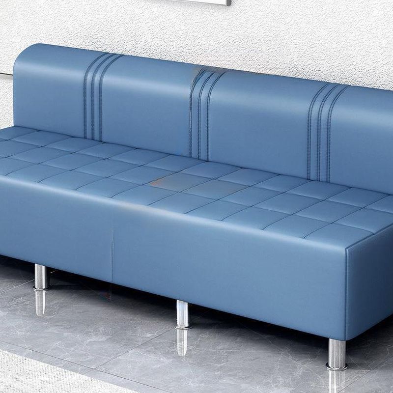 Contemporary Faux Leather Grey/Cerulean/Apricot Sofa for The Parlor