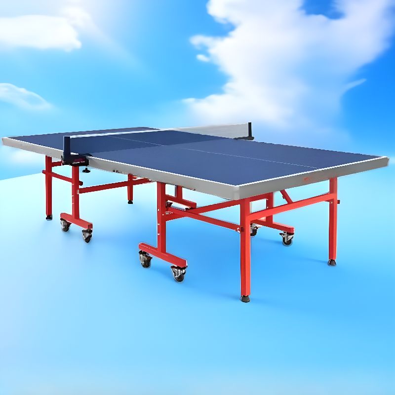 Indoor Ping Pong Table with Cerulean Synthetic Laminate Top, Compact Foldable Design, Casters, and Included Paddle