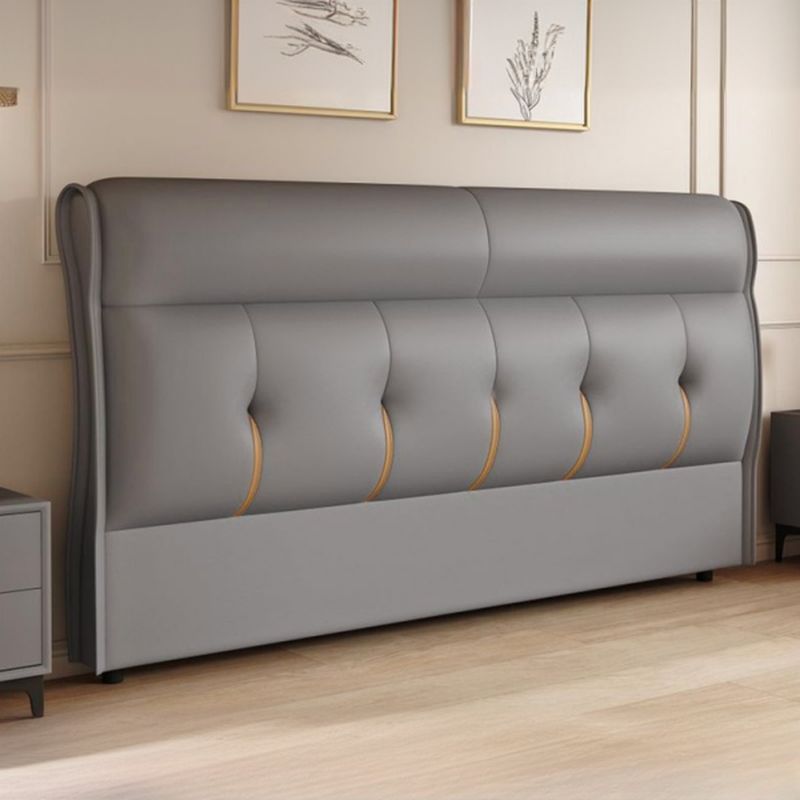 Trendy Panel Headboard with No Distressing, Piled Tufted Rectangle for Queen/Full Bed, Sponge Upholstery Fill, Standard Height