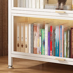 Metal Organizer Shelf with 4/5/3 Shelves, Vertical/Lateral Filing Orientation, Lucite Door, Closed Back