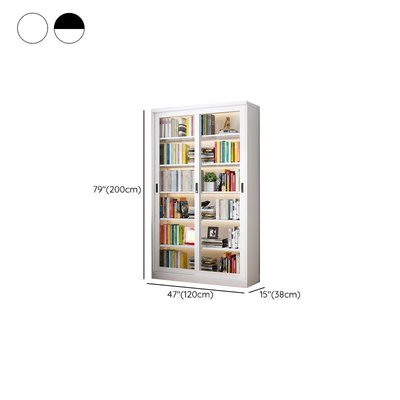 Steel Vertical Barrister Bookcase with Transparent Glass Doors and Closed Back, Featuring 6-Shelf/5-Shelf/4-Shelf