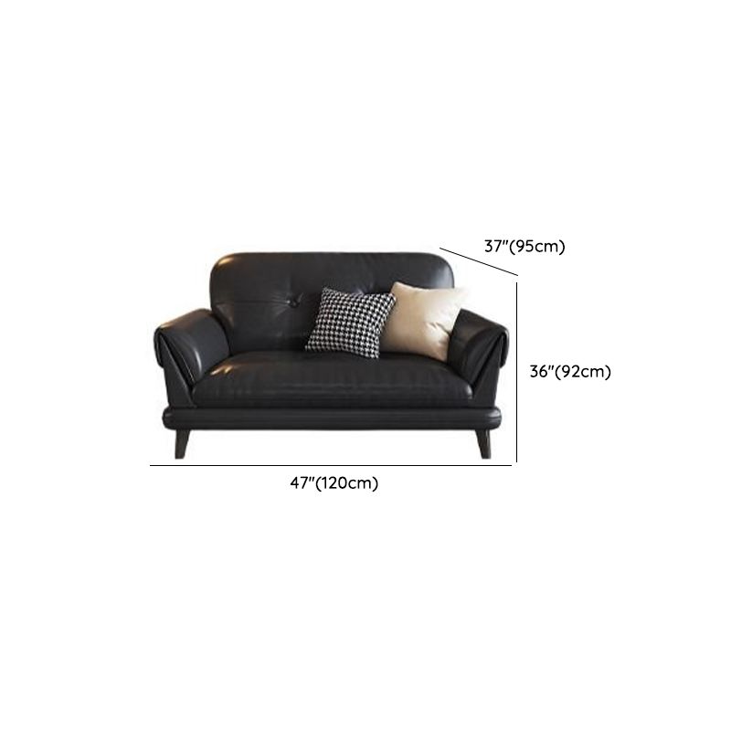 Contemporary Modern Solid Color Stain Resistant Standard Sofa/Loveseat/Single Sofa in Midnight Black, Seats 3/Seats 4/2-seater with 2 Pillows