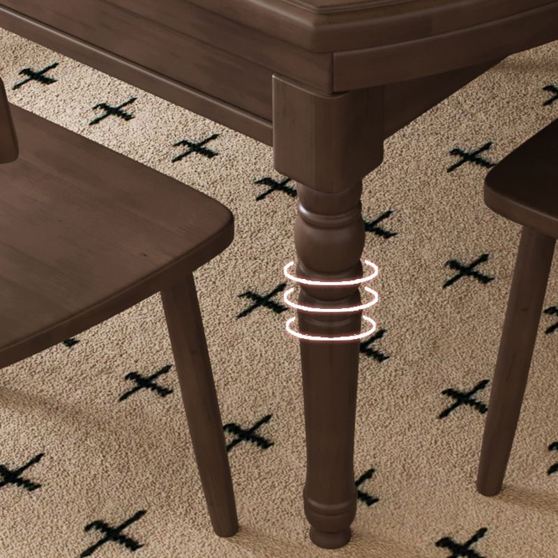 Contemporary Ink/Sepia Solid Wood Kitchen & Dining Table with Legs, Retractable Leaf, Waterproof for 4-person Seating