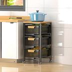 Portable Center with Metal Countertop, Basket, and 4/3 Baskets