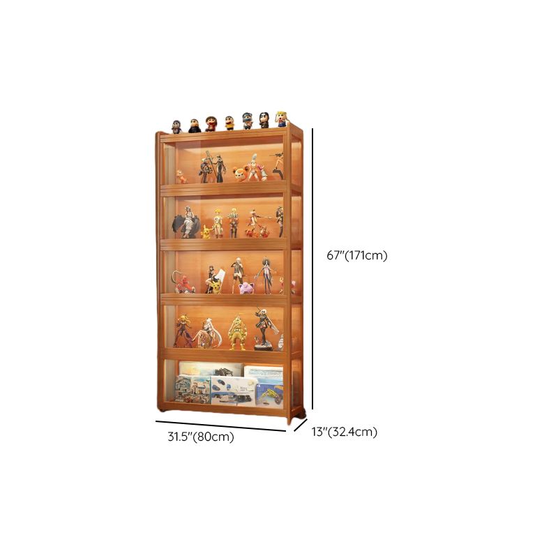 Charcoal Simplistic Bambusa Flooring Curio Cabinet with Sealed Cabinet, 2 Shelves/3 Shelves/4 Shelves, 2 Doors/3 Doors/4 Doors