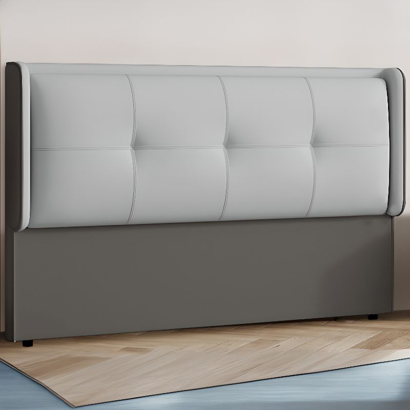 Trendy Panel Headboard with No Distressing, Piled Tufted Rectangle Design for Full/Queen Bed, Sponge Upholstery Fill, Standard Height