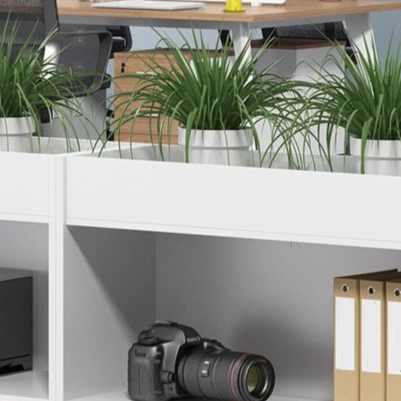 Casual Manufactured Wood Credenza with Shelf Unit and Locker, Featuring Locking Door and 4-Wide/2-Wide/3-Wide Compartments