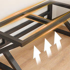 Black/Chalk Rectangular Metal Table with Cable Management and Rust Resistant Twin Support Base Featuring Rounded Corners