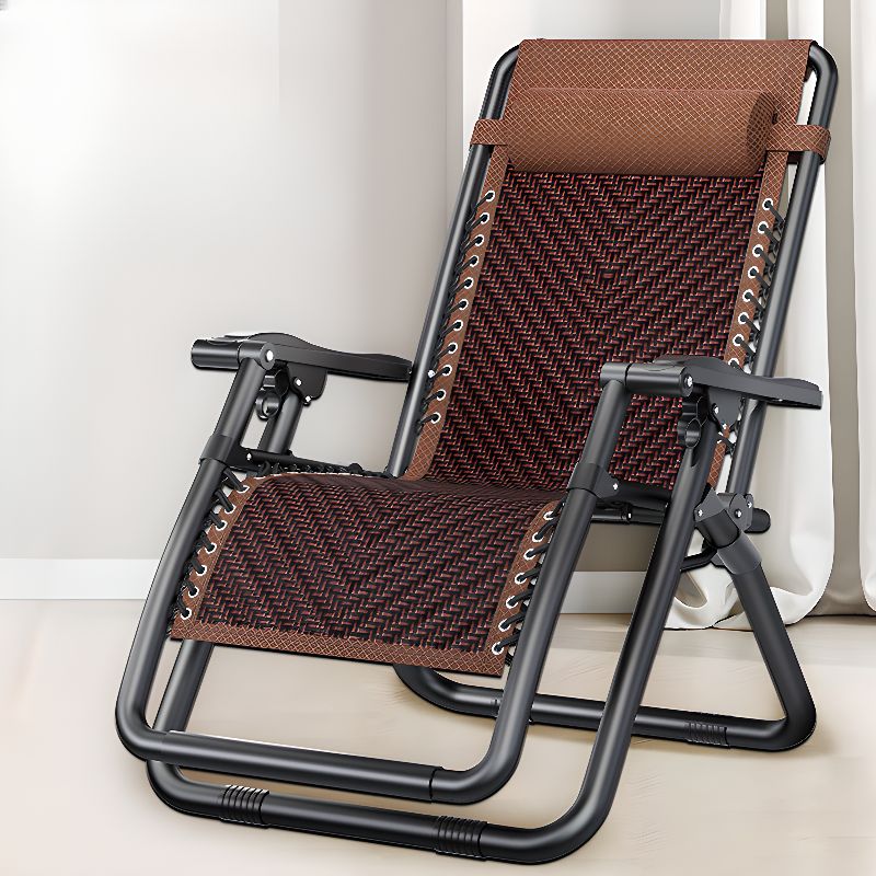 Art Deco Sepia/Midnight Black Solid Color Recliner with Alloy Non Rocking Base and Locking Back Angle, Lumbar Support Included/Not Included