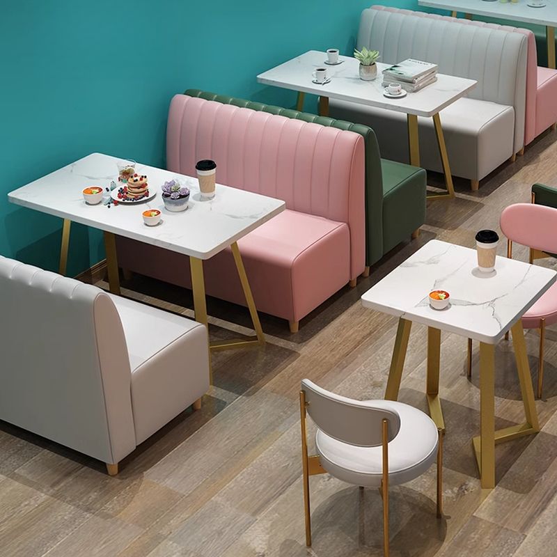 Modern Simple Style Single Sided Booth in Light Gray/Light Blue/Green for 2-Person Seating with PU Seat