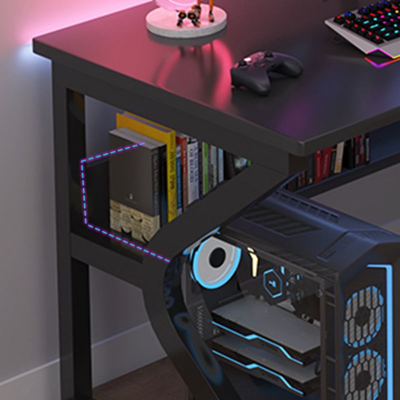 Minimalist Gaming Computer Desk with Rust Resistant Sled Base, Exterior Shelf, Wire Management, and Engineered Wood Top