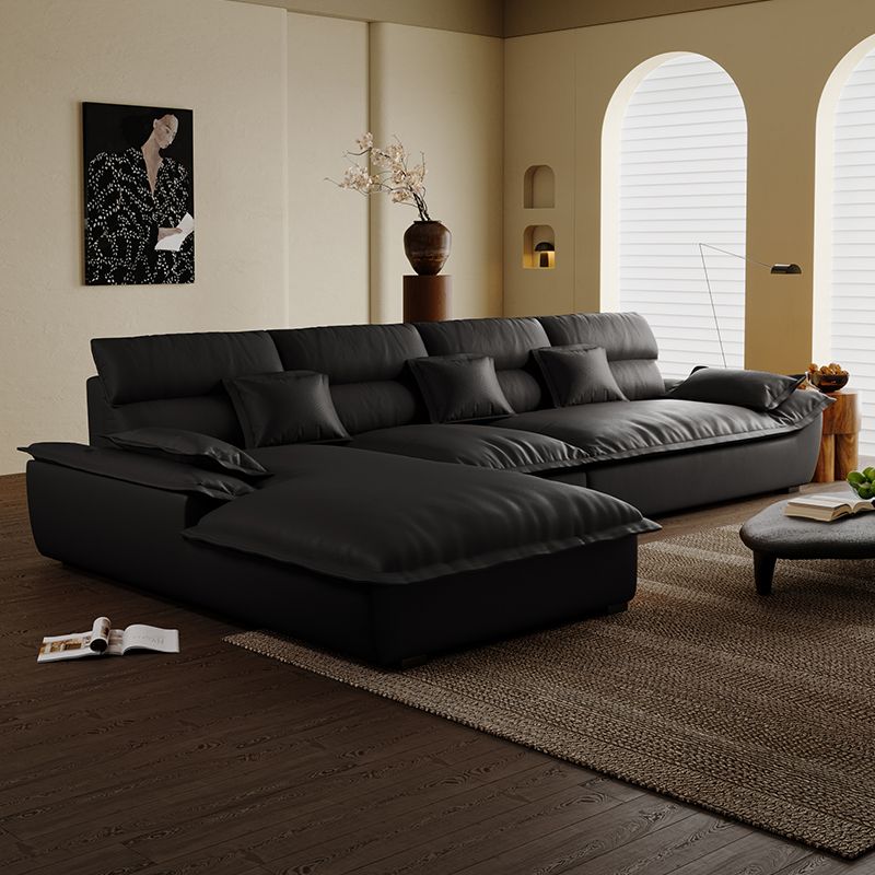 L-Shape Ink/White/Brown Sofa Recliner with Left Orientation