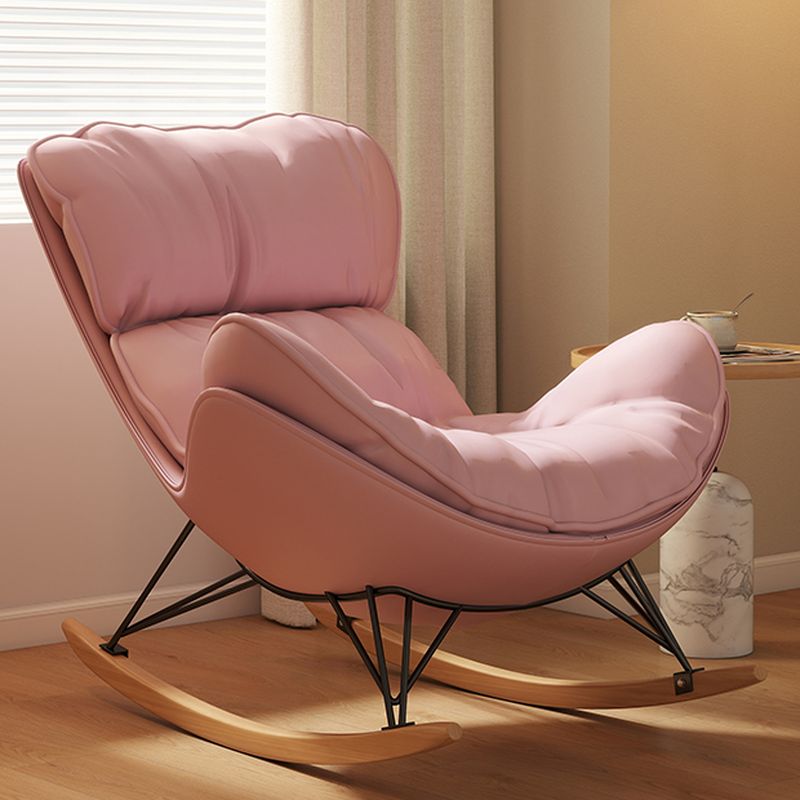 Simple Upholstered 2 Piece Set Porch Rocker with Scratch-tolerant Padded Ottoman