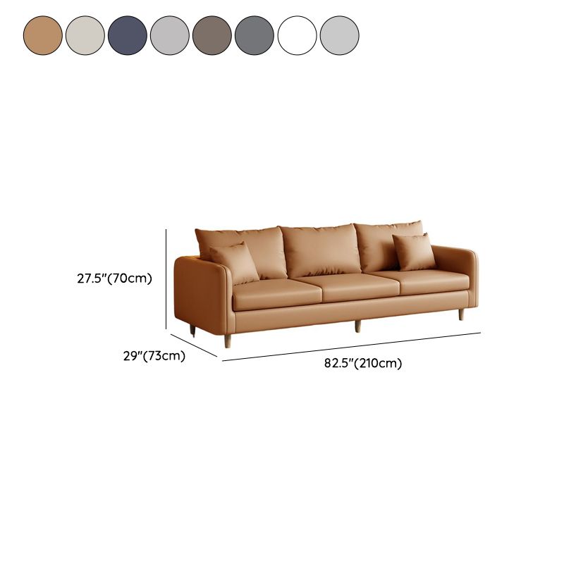 Modern Solid Color Scratch-defiant Standard Sofa in Pu with Light Gray/Ivory/Coffee Upholstery, 3-seater with 2 Pillows