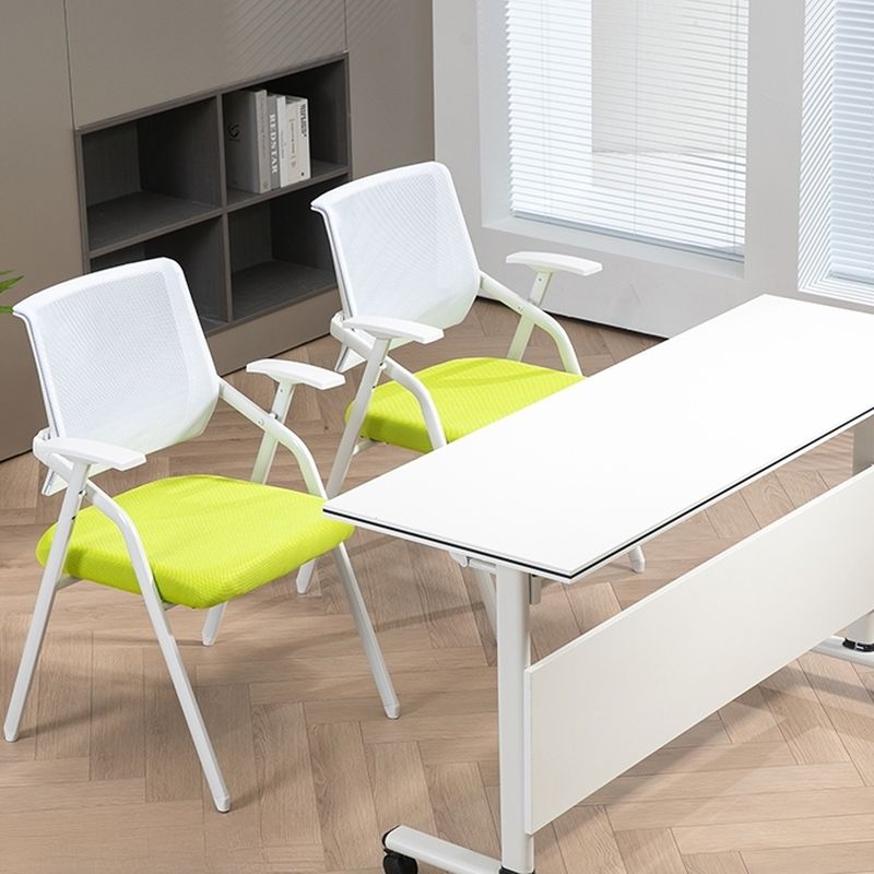 Casual Metal Framed Folding Training Chair/Side Chair for Tile Flooring with Uncovered Back and Support Rail