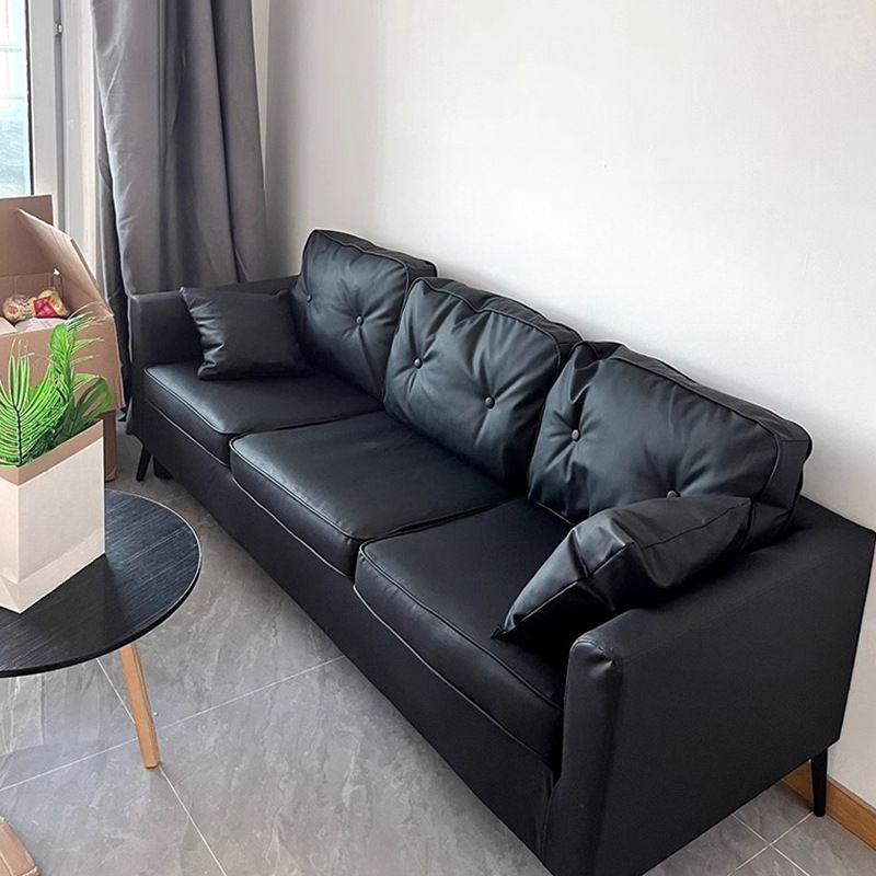 Contemporary Modern Solid Color Water Resistant Standard Sofa in Jade Green/Taupe/Amber Color for 3 with Receptacle Storage and 2 Pillows