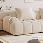 Trendy Beige Solid Color Floor Sofa/Loveseat/Single Sofa 6-Seater /4-seater/Seats 3 with Arm & 2 Pillows, Stain Resistant