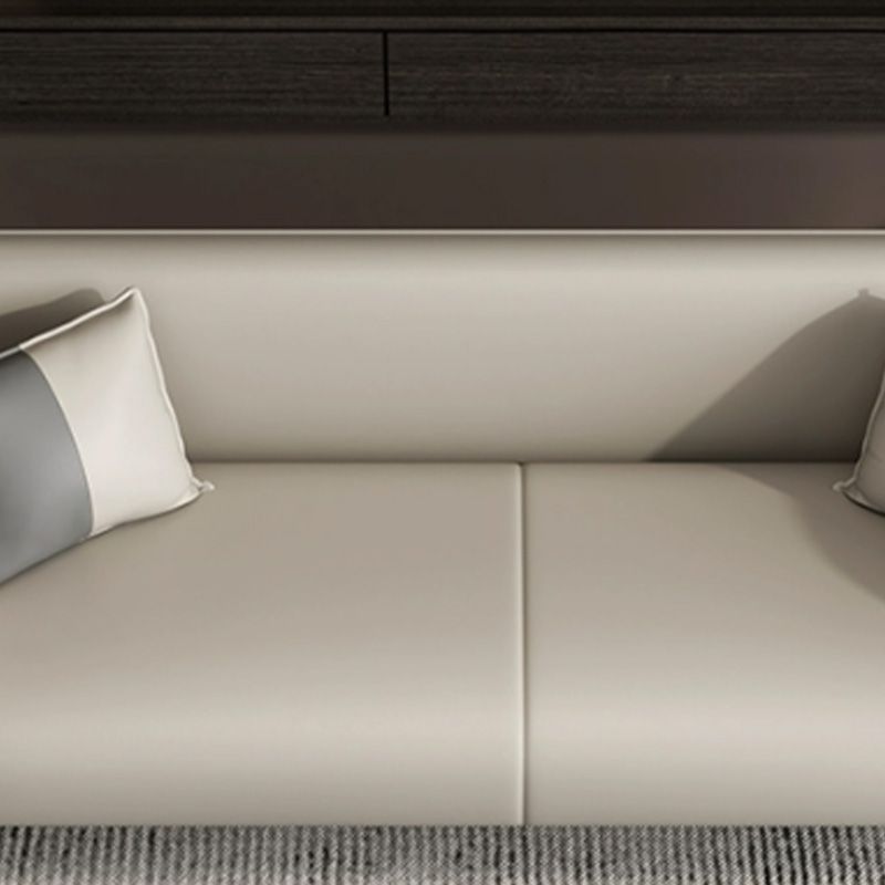 Contemporary Faux Leather Tuxedo Sofa with Water Resistant Design and Foam Seat Cushions