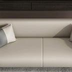Contemporary Faux Leather Tuxedo Sofa with Water Resistant Design and Foam Seat Cushions