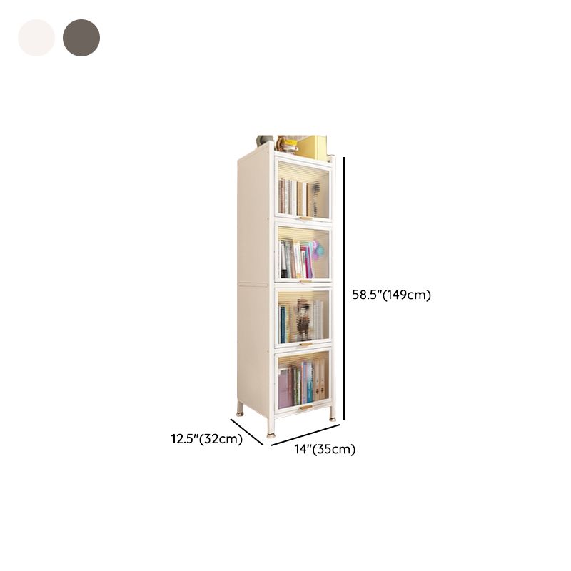 Metal Organizer Shelf with 4/5/3 Shelves, Vertical/Lateral Filing Orientation, Lucite Door, Closed Back