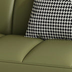 Loveseat/Single Sofa in Midnight Black/Amber Color/Off-White Pu Leather with 1 Pillow