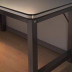 Minimalist L-Shape Gaming Computer Desk with H-Shape Base, Independent Structure, Wire Management, and Engineered Wood Top