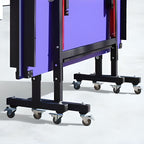 Indoor Ping Pong Table with Synthetic Laminate Top in Ink/Cerulean/Olive Green and Included Table Tennis Paddle