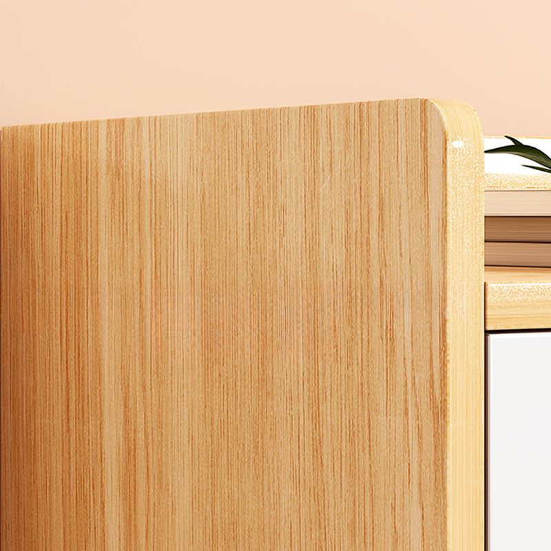 Reclaimed Wood 5 Tiers Shoe Tower with Shelf, Compartments, Cabinet Door, Dustproof, and Closed Back