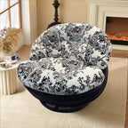 Simplistic Floral Pattern Side Chair with Fixed Back in Fuzzy Fabric White