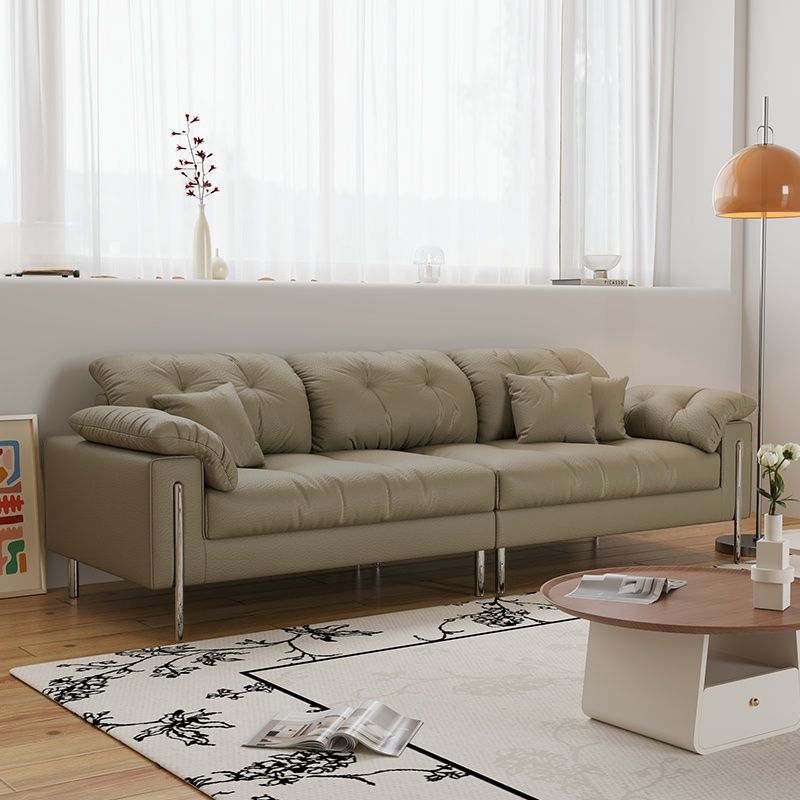 Drawing Room Standard Sofa in Midnight Black/Light Gray/Off-White with Armrest and 3 Pillows