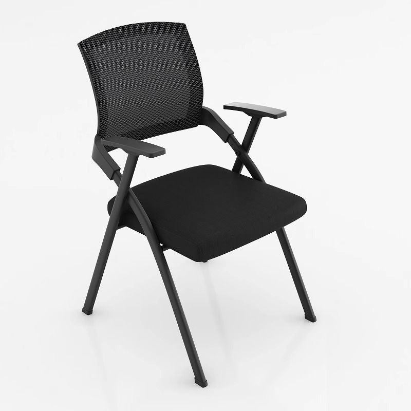 Simple Midnight Black Upholstered Ergonomic Office Chairs with Armrest