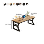 Casual Rust Resistant Sleigh Base Writing Desk with Cable Management in Ink/Light Brown/Natural Unattached Engineered Wood Top