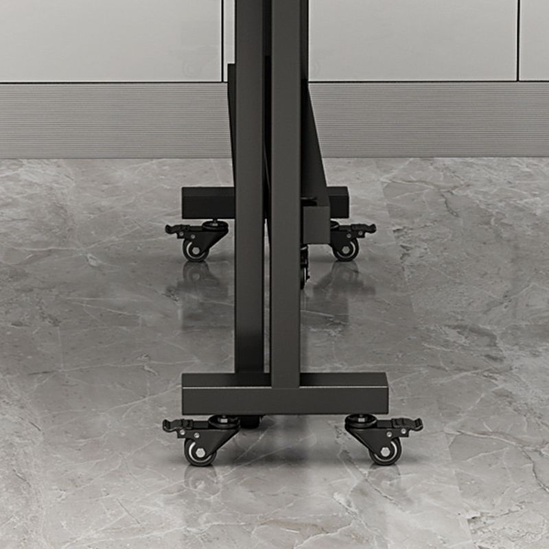 Trendy Casters Rectangle Foldable Banquet Table in Midnight Black/White, Waterproof MDF Wood Top