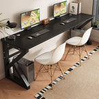 Minimalist Gaming Computer Desk in Midnight Black/Brown/Natural Finish, Distortion-resistant Sled Base with Independent Structure and Wire Management, Engineered Wood Top