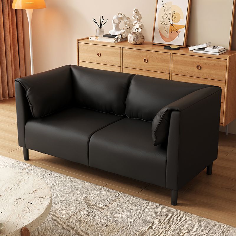 Contemporary Modern Solid Color Stain Resistant Loveseat in Navy Blue/Sage/Amber Color with 2 Pillows, 2-seater