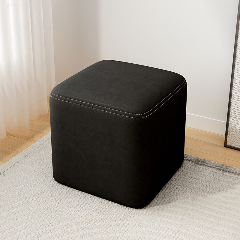 Trendy Square Solid Color Cube Ottoman with Leatherette Upholstery in Dove Grey/Green/Tan