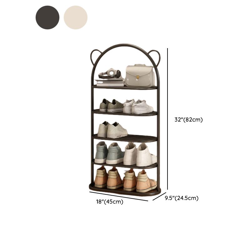 Art Deco Glam Steel Oval Shoe Rack with 8/7/6 Shelves for 11-20/1-10 Pairs in Drawing Room