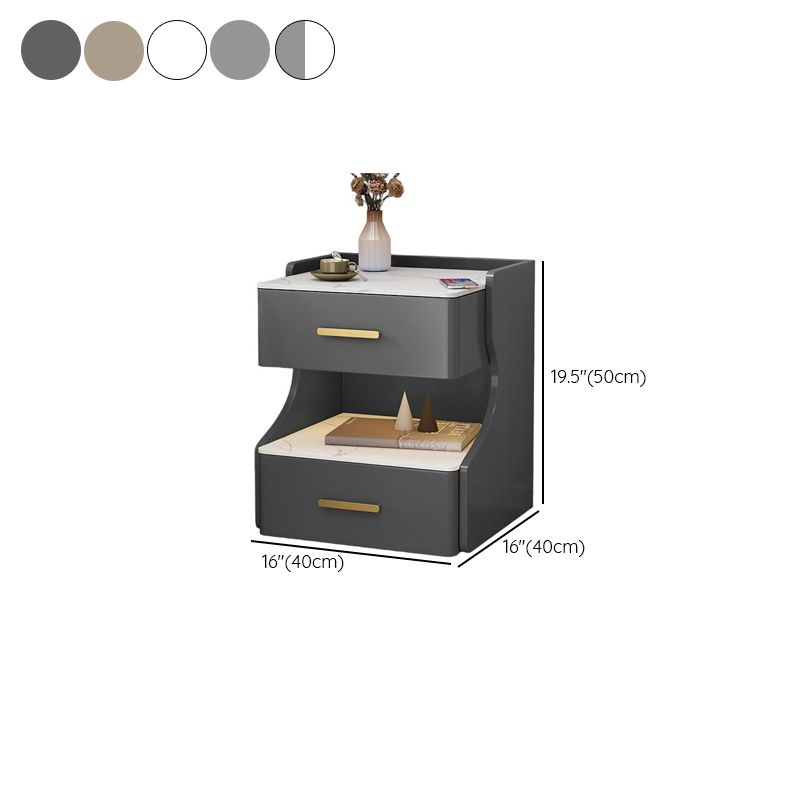 Modish Nightstand With Drawer Organization Featuring USB Port and Stone Countertop